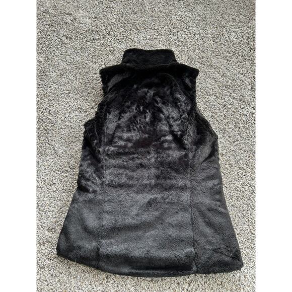 The North Face size S Women’s VEST REVERSIBLE PUFFER Faux Fur WARM BLACK J23 - Picture 10 of 12